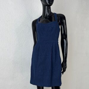 Nanette Lepore Navy Embroidered Halter Mini Dress